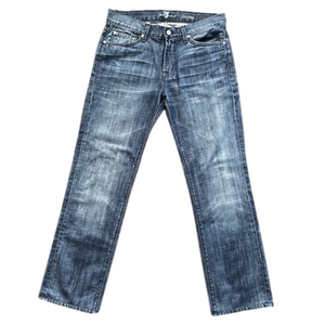 7 FOR ALL MANKIND SLIMMY STRAIGHT LEG BLUE DENIM JEANS MENS SIZE 31